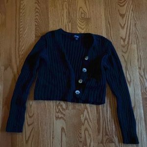 Black button down cropped sweater